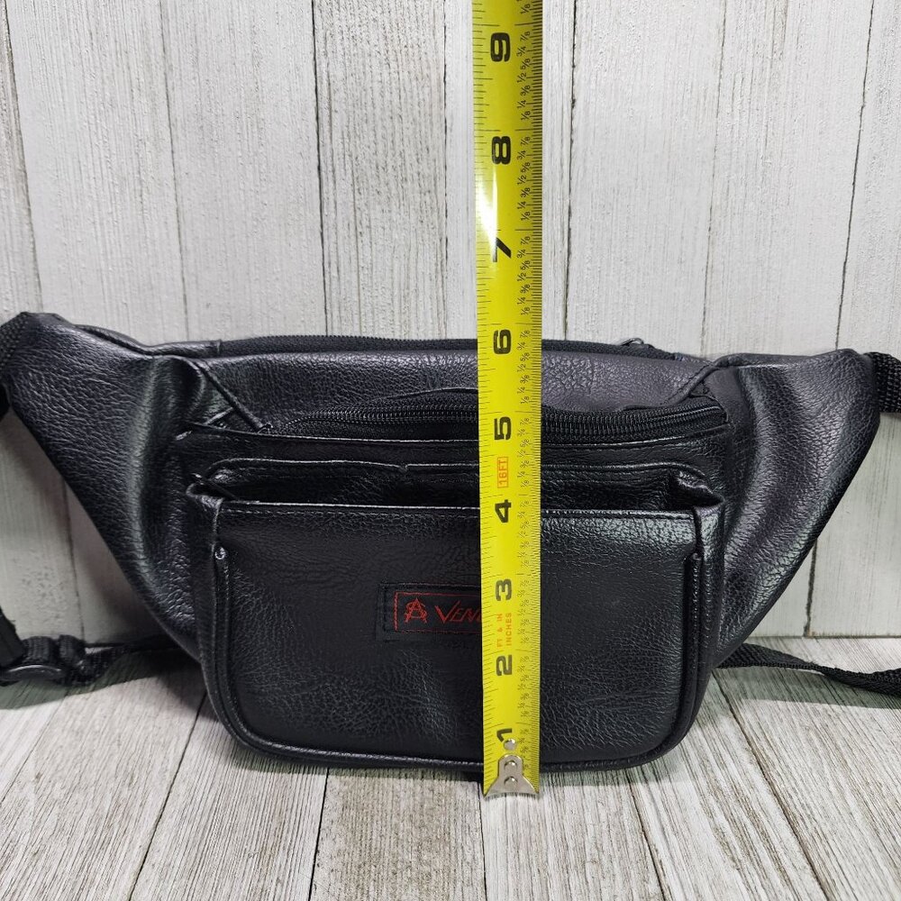 Vintage Venus Pack Waist Hip Belt Bag Quick Release Faux Leather Black Zip KOREA - Picture 8 of 9